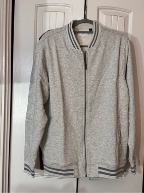 Five Four Light Gray Varsity-Style Zip Jacket